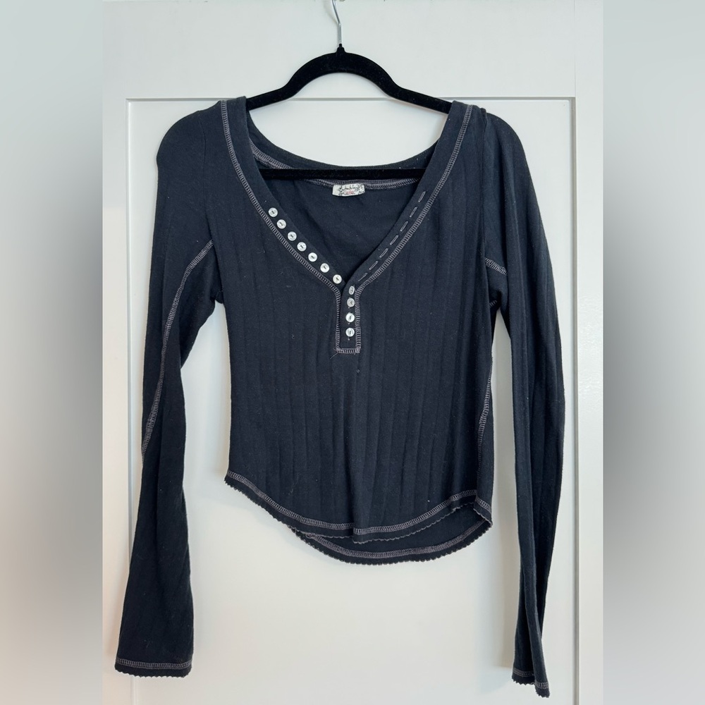 Free People Coffee Chat Long Sleeve Top - Picture 2 of 6